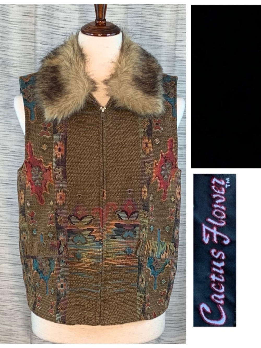 Cactus Flower brown vest.